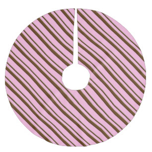 Jupon De Sapin En Polyester Brossé Bandes de bonbons - chocolat sur rose