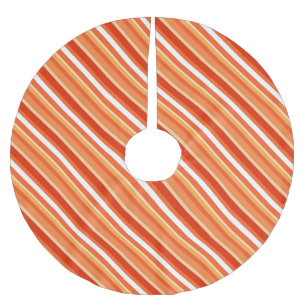 Jupon De Sapin En Polyester Brossé Bandes de bonbons en couches - orange et blanc
