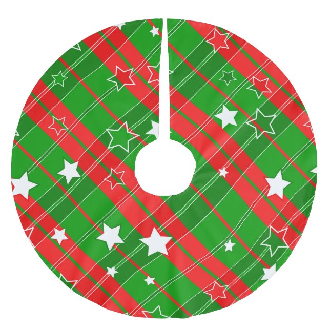 Jupon De Sapin En Polyester Brossé Bandes Rouges Et Vertes (Devant)