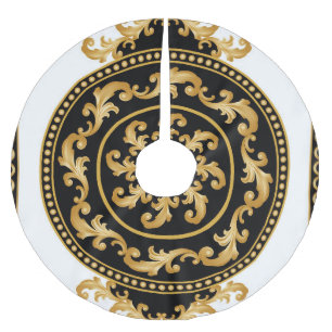 Jupon De Sapin En Polyester Brossé Baroque d'or, chaînes, décoration noire