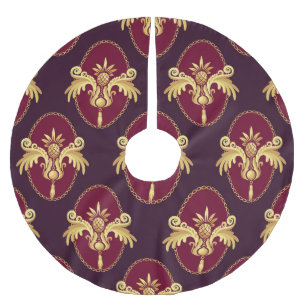 Jupon De Sapin En Polyester Brossé Baroque Gold Sconce Magenta Motif
