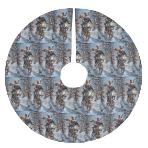 Jupon De Sapin En Polyester Brossé Basenji Chien équitation Moto Noël