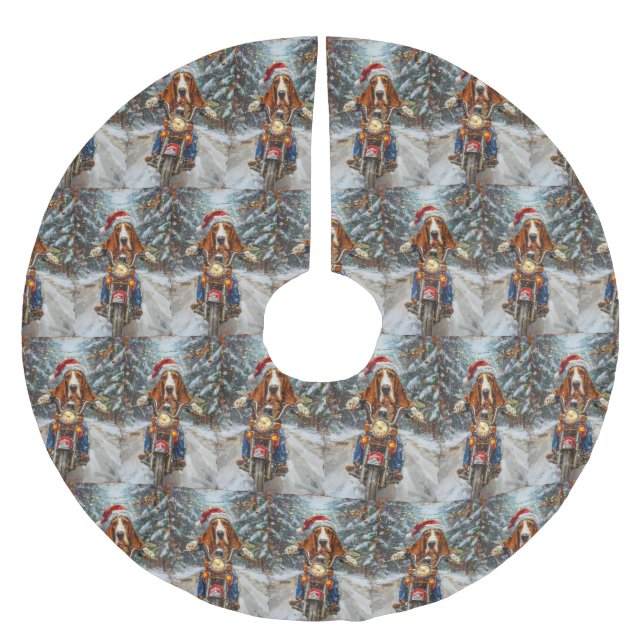 Jupon De Sapin En Polyester Brossé Basset Hound Chien équitation Moto Noël (Devant)