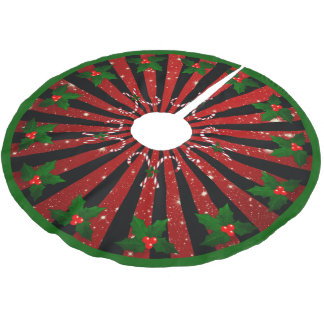 Jupon De Sapin En Polyester Brossé Bâtonnets de sucre Flocons de neige Rouge vert