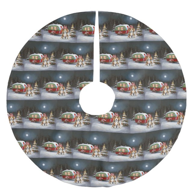 Jupon De Sapin En Polyester Brossé Beagle d'hiver Caravan Christmas Adventure (Devant)