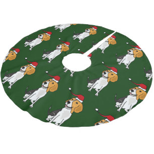 Jupon De Sapin En Polyester Brossé Beagle drôle dans la jupe d'arbre de Noël de