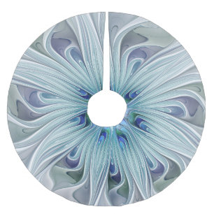 Jupon De Sapin En Polyester Brossé Beauté florale Abstraite moderne Blue Pastel Flowe