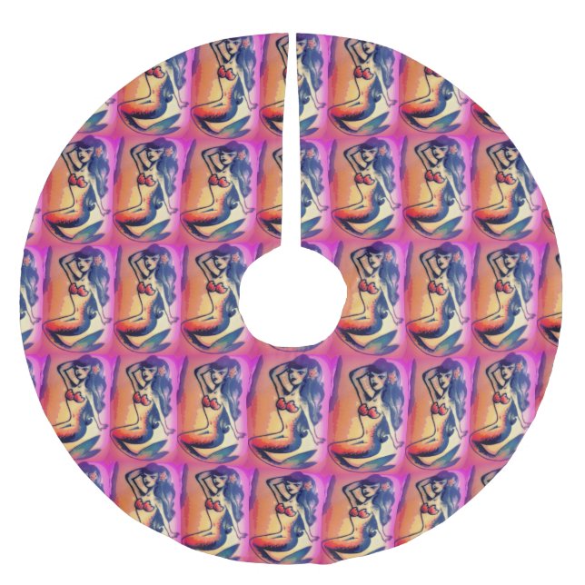 Jupon De Sapin En Polyester Brossé beautés foncé-haired de sirène (Devant)