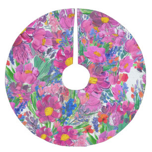 Jupon De Sapin En Polyester Brossé Beaux Fleurs sauvages : Artistérie tirée à la main