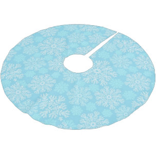 Jupon De Sapin En Polyester Brossé Bébé Bleu Et Blanc Snowflakes Motif de Noël