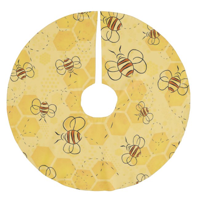 Jupon De Sapin En Polyester Brossé Bee Buzzing Honey Bees mignonne (Devant)