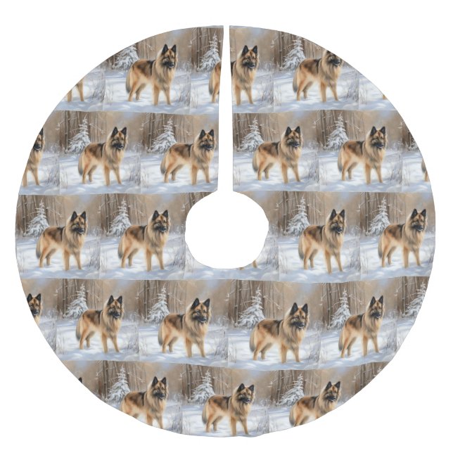 Jupon De Sapin En Polyester Brossé Belge Tervuren Laissons neiger Noël (Devant)