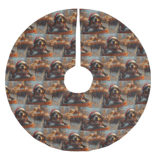 Jupon De Sapin En Polyester Brossé Bernois Mountain Dog Roller Dessous de verre Noël