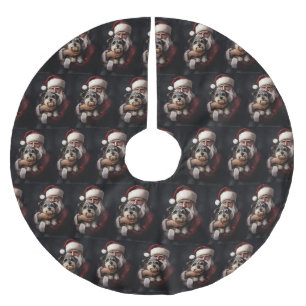 Jupon De Sapin En Polyester Brossé Biewer Terrier avec le Père Noël Festif de Noël