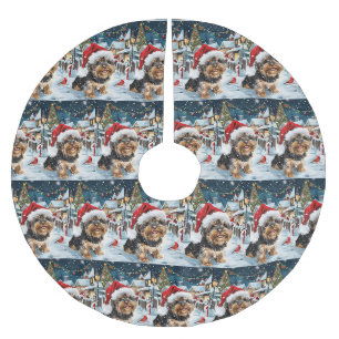 Jupon De Sapin En Polyester Brossé Biewer Terrier Chien Merveilleux Noël Hiver Joie