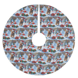 Jupon De Sapin En Polyester Brossé Biewer Terrier Noël Festive Scène de neige