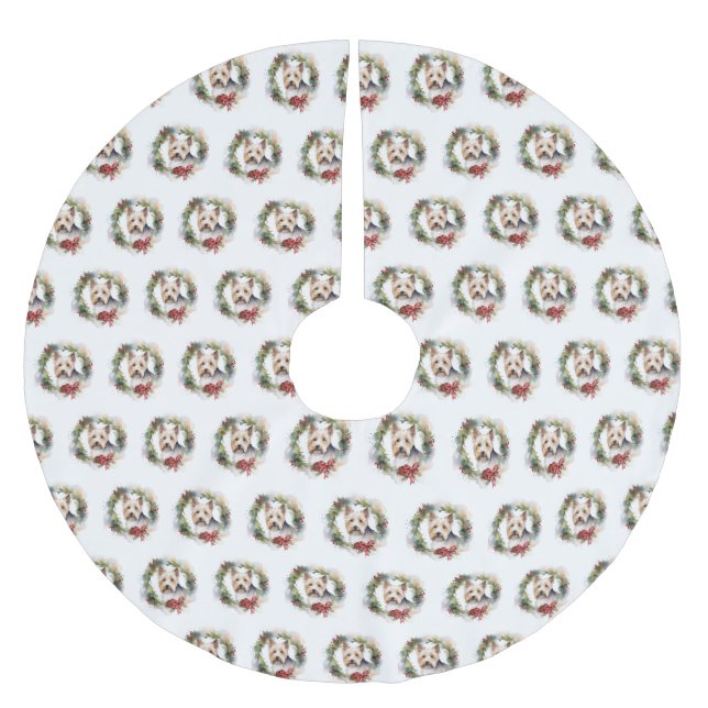 Jupon De Sapin En Polyester Brossé Biewer Terrier Noël Wreath Festive Pup (Devant)