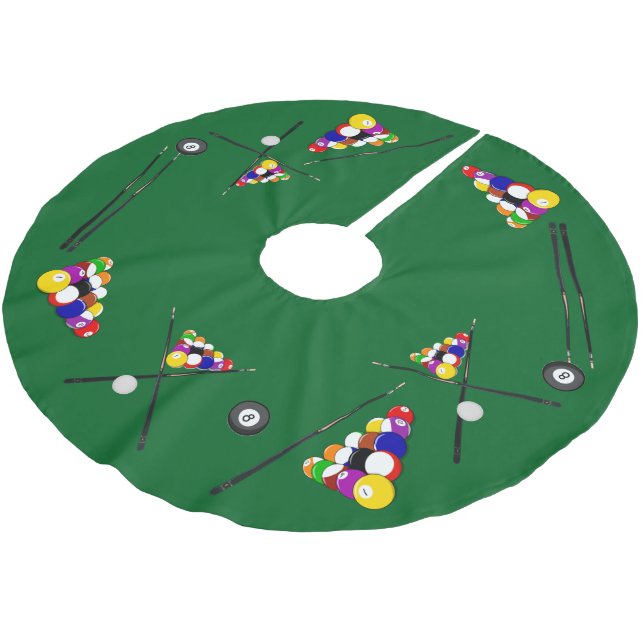 Jupon De Sapin En Polyester Brossé Billiards Pool Cues Noël (Angle)