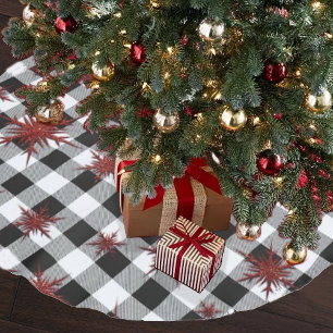 Jupon De Sapin En Polyester Brossé Bison blanc noir Plaid Parties scintillant rouge S