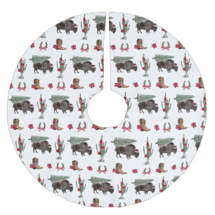 Jupon De Sapin En Polyester Brossé Bison Christmas Tree Ranch Wild West Noël