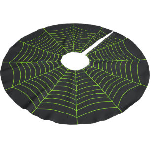 Jupon De Sapin En Polyester Brossé Black neon vert toile d'araignée Halloween motif