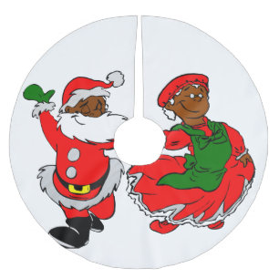 Jupon De Sapin En Polyester Brossé black père Noël mme claus jupe d'arbre de Noël