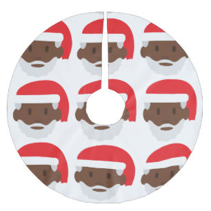 Jupon De Sapin En Polyester Brossé black santa claus emoji xmas jupe de noël