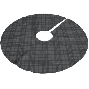 Jupon De Sapin En Polyester Brossé Black white tartan Noël plaid vacances hiver