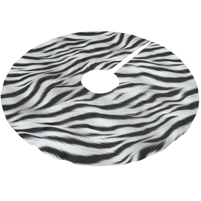 Jupon De Sapin En Polyester Brossé Black White Zebra Print Animal Safari (Angle)