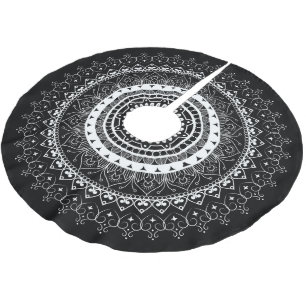Jupon De Sapin En Polyester Brossé Blanc Mandala Noir