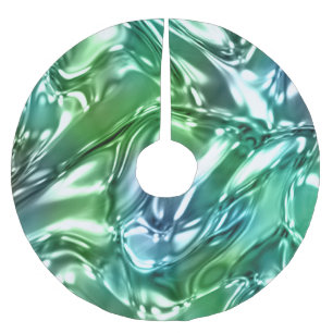 Jupon De Sapin En Polyester Brossé Bleu Aqua Wavy Metallic Look