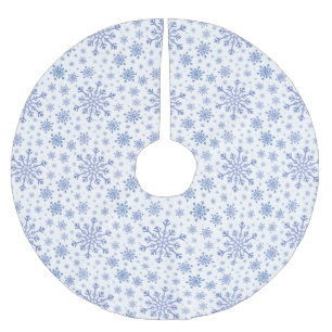 Jupon De Sapin En Polyester Brossé Bleu de la marine Flammes de neige de Noël en hiv
