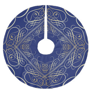 Jupon De Sapin En Polyester Brossé Bleu en filigrane de Scrollwork de sembler élégant