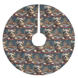 Jupon De Sapin En Polyester Brossé Blue Heeler Dog Roller Dessous de verre Noël