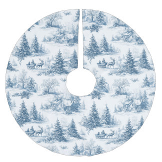 Jupon De Sapin En Polyester Brossé Blue Toile Christmas Pattern