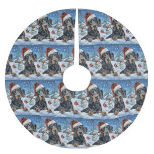 Jupon De Sapin En Polyester Brossé Bluetick Coonhound Dog Winter Wonderland Noël