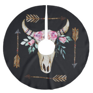 Jupon De Sapin En Polyester Brossé Bohemian Deer Skull Watercolor Art