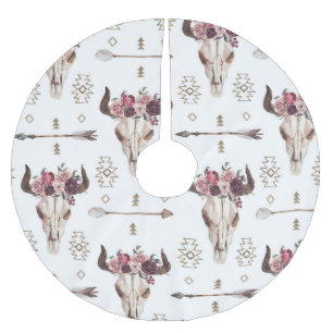 Jupon De Sapin En Polyester Brossé Boho aquarelle : flèches, motif crâne.