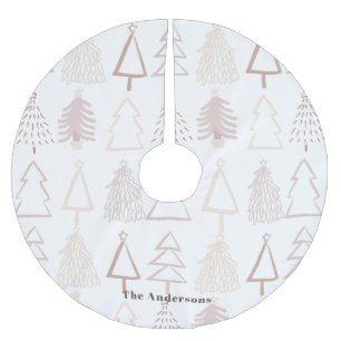 Jupon De Sapin En Polyester Brossé Boho Christmas Tree Motif Dusty Pink Holiday