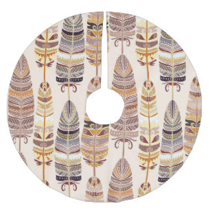 Jupon De Sapin En Polyester Brossé Boho Feathes : Motif Tribal sans Seamless