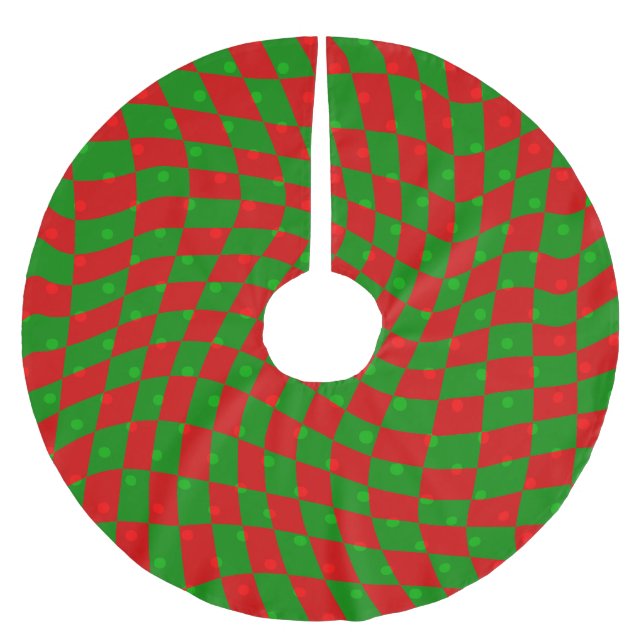 Jupon De Sapin En Polyester Brossé boho super christmas damier tourbillonnant années  (Devant)