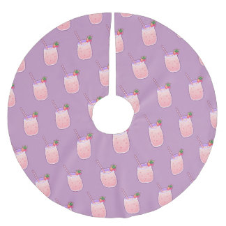 Jupon De Sapin En Polyester Brossé Boisson fraise mignonne Kawaii Pixel Girl Rose