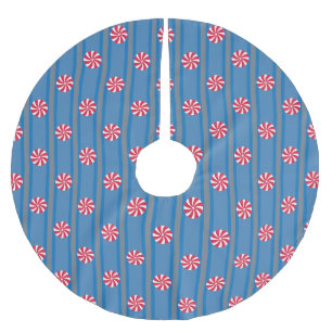 Jupon De Sapin En Polyester Brossé Bonbons de Noël bleu poivrée Fun and Fancy