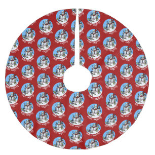 Jupon De Sapin En Polyester Brossé Bonhomme de neige drôle Joyeux Noël ! Ski Dessin a