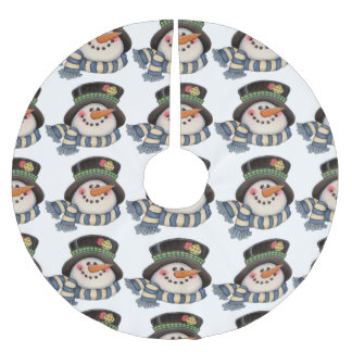 Jupon De Sapin En Polyester Brossé Bonhommes de neige