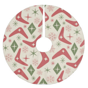 Jupon De Sapin En Polyester Brossé Boomerangs de Noël du milieu du siècle avec diaman