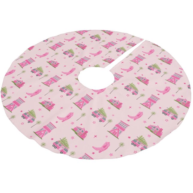 Jupon De Sapin En Polyester Brossé Bottes de cow-girl côtière rose Camping de Noël mo (Angle)