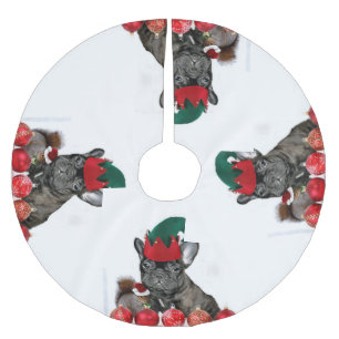 Jupon De Sapin En Polyester Brossé Bouledogue français de Noël