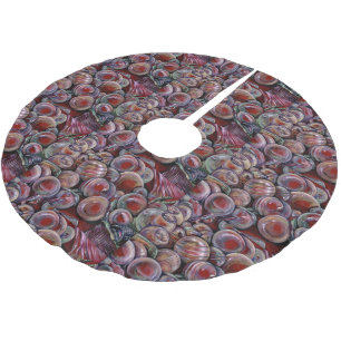 Jupon De Sapin En Polyester Brossé Boules de Noël rouges