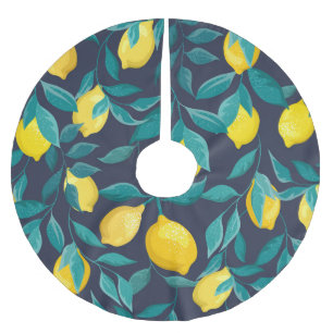 Jupon De Sapin En Polyester Brossé Branches de citron : Bleu Décoratif sans joint